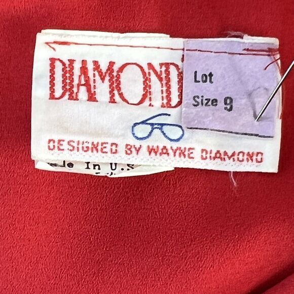 Vintage 70's Diamond Run Women's 100% Polyester Red Drop Waist Lace Mesh‎ Dress - Picture 4 of 7